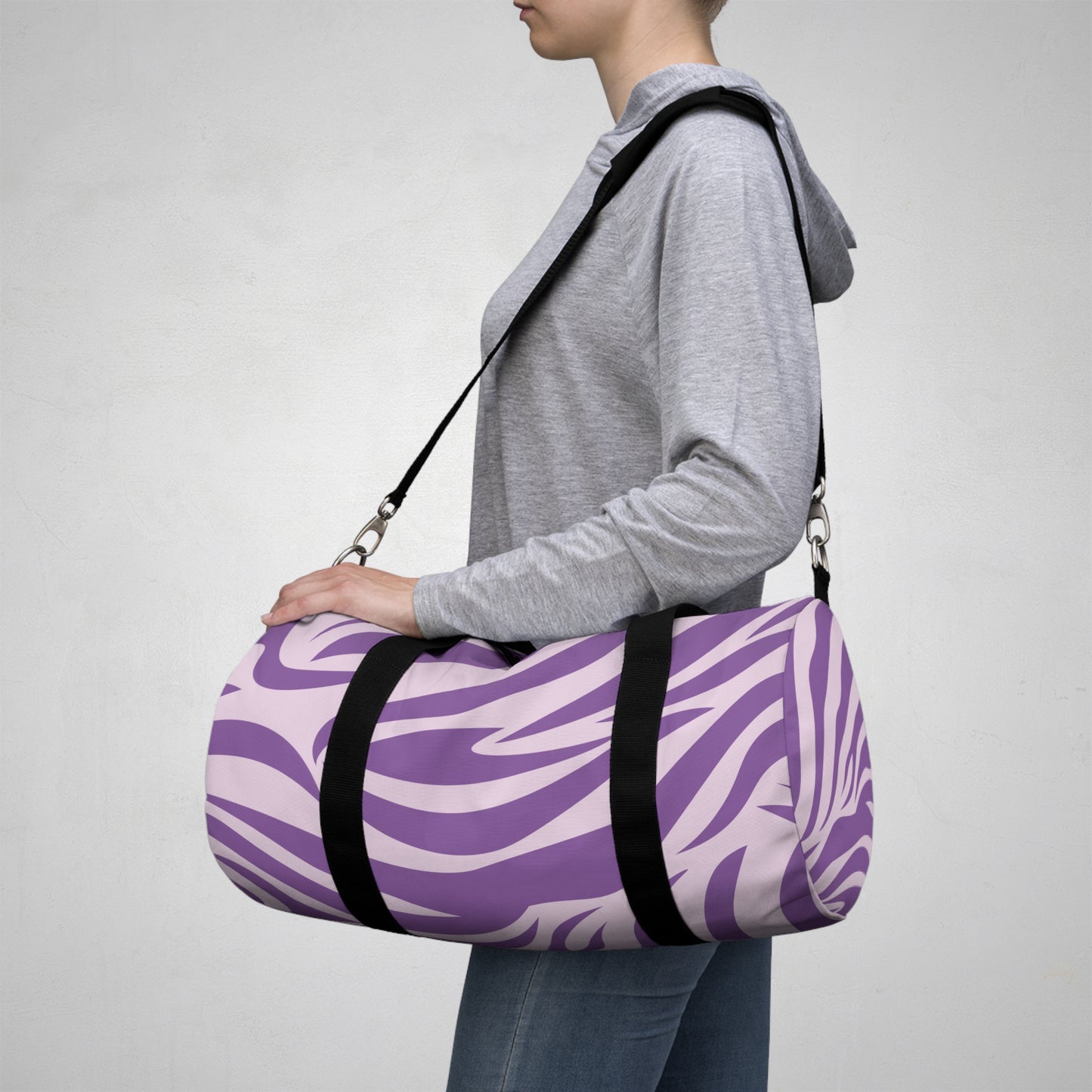 Stylish Purple Zebra Print Duffel Bag