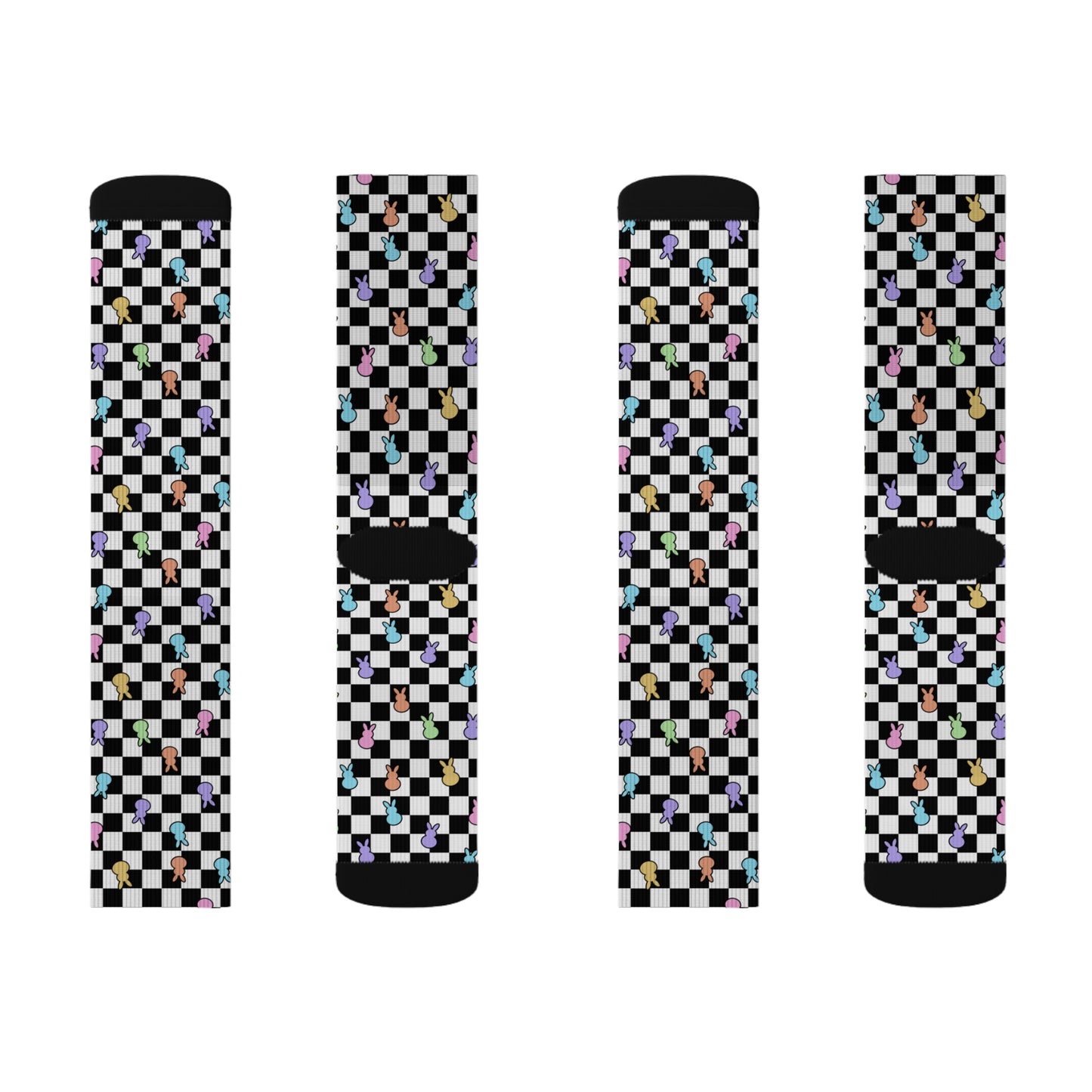Colorful Checkerboard Bunny Socks