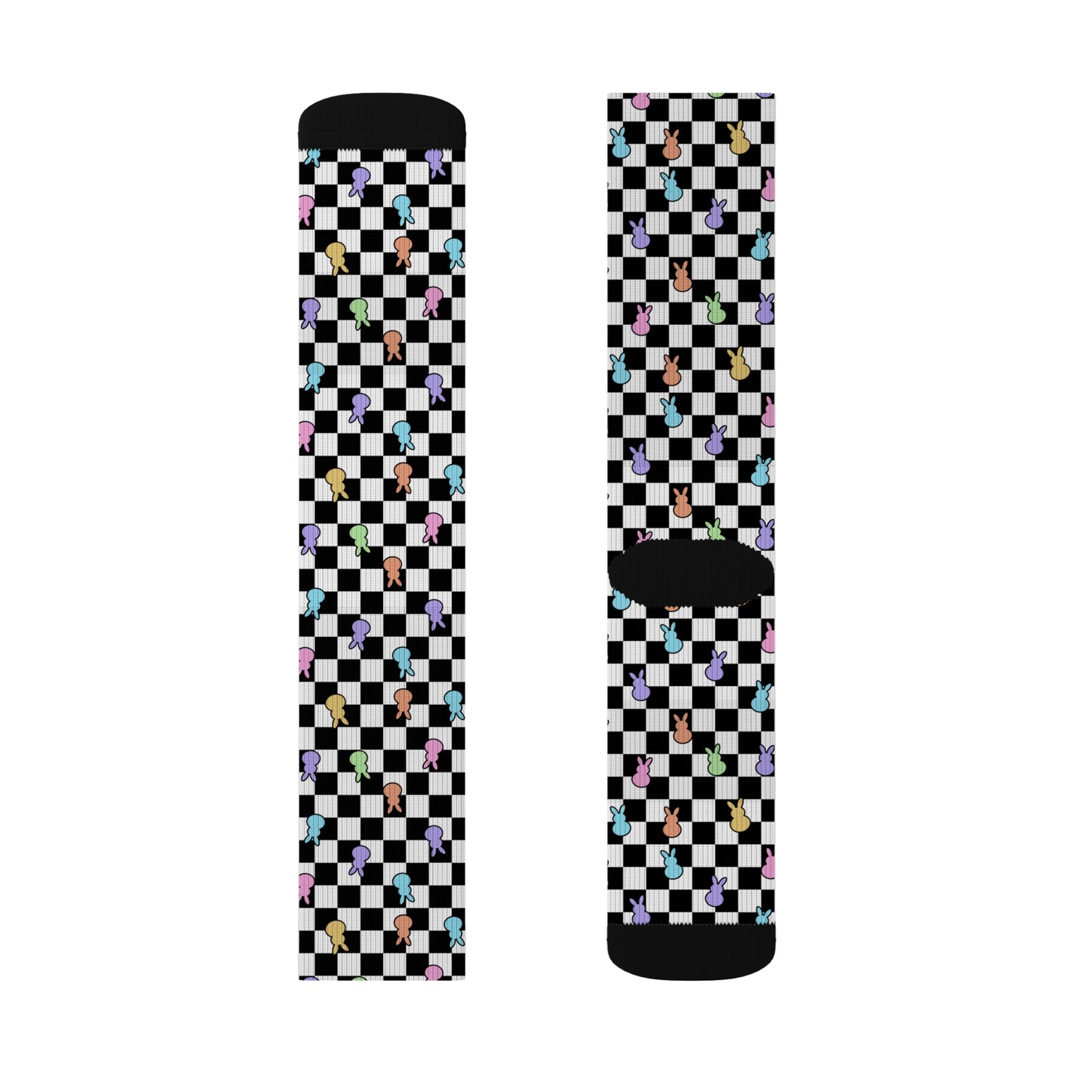 Colorful Checkerboard Bunny Socks