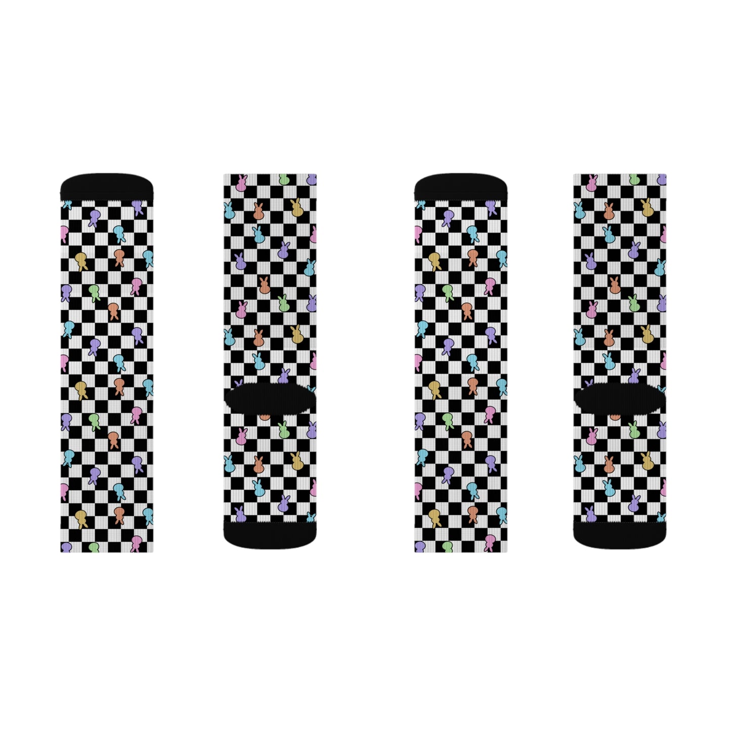 Colorful Checkerboard Bunny Socks