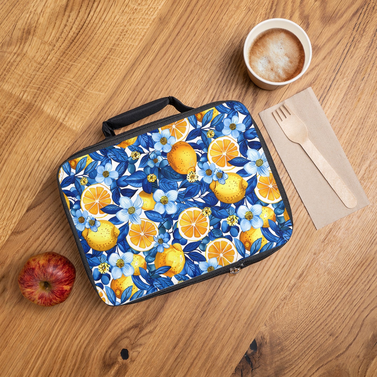Lemon Floral Insulated Lunch Bag