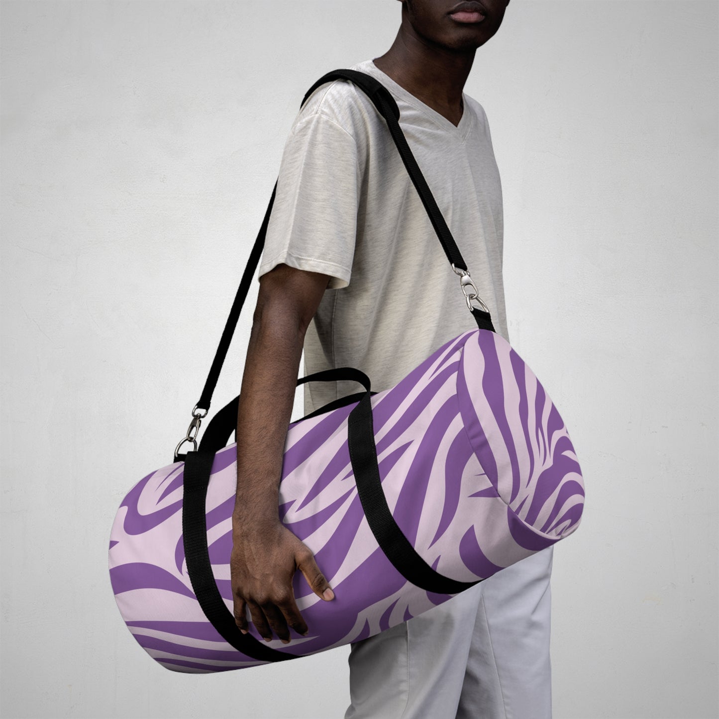 Stylish Purple Zebra Print Duffel Bag