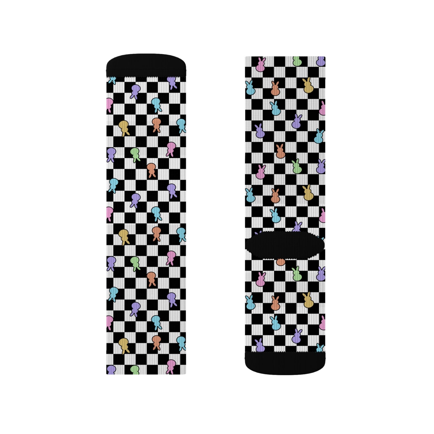 Colorful Checkerboard Bunny Socks