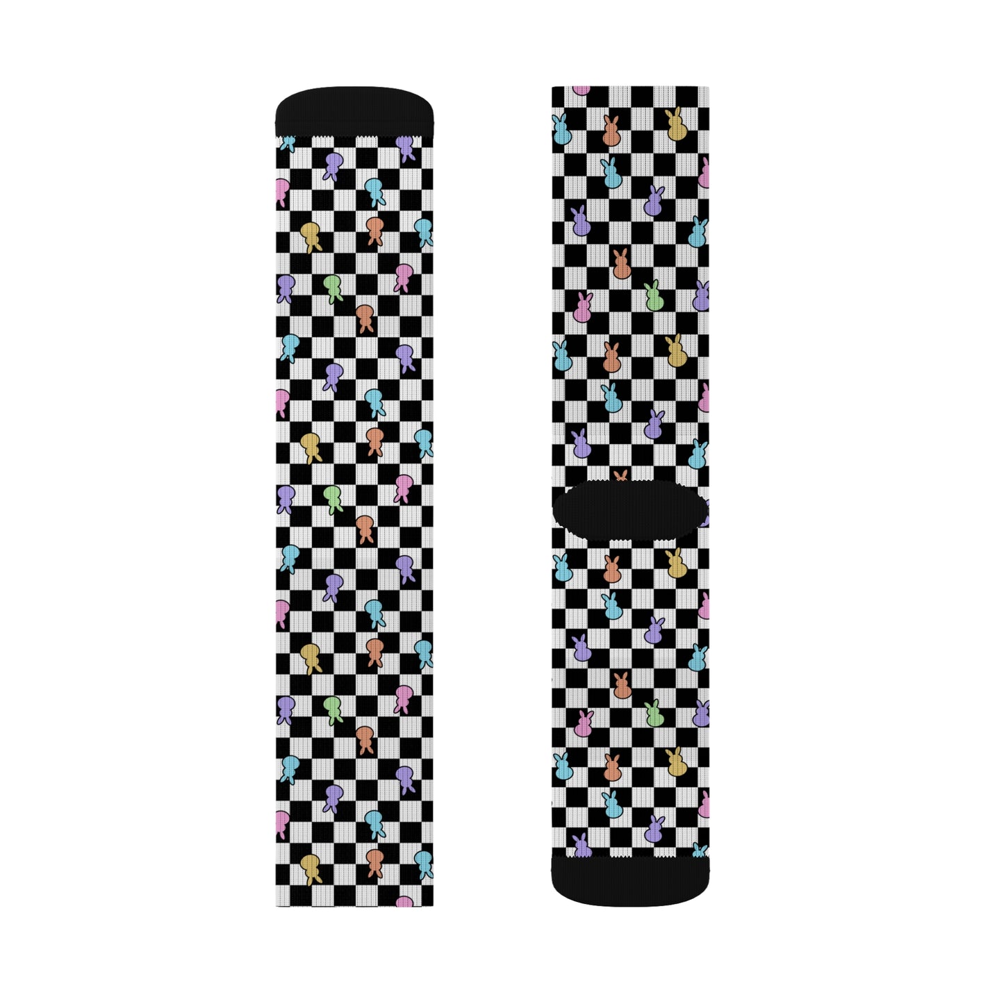 Colorful Checkerboard Bunny Socks