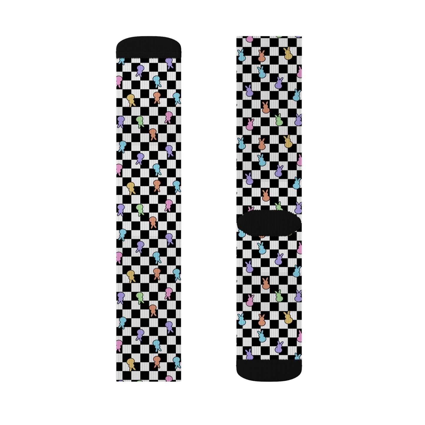 Colorful Checkerboard Bunny Socks