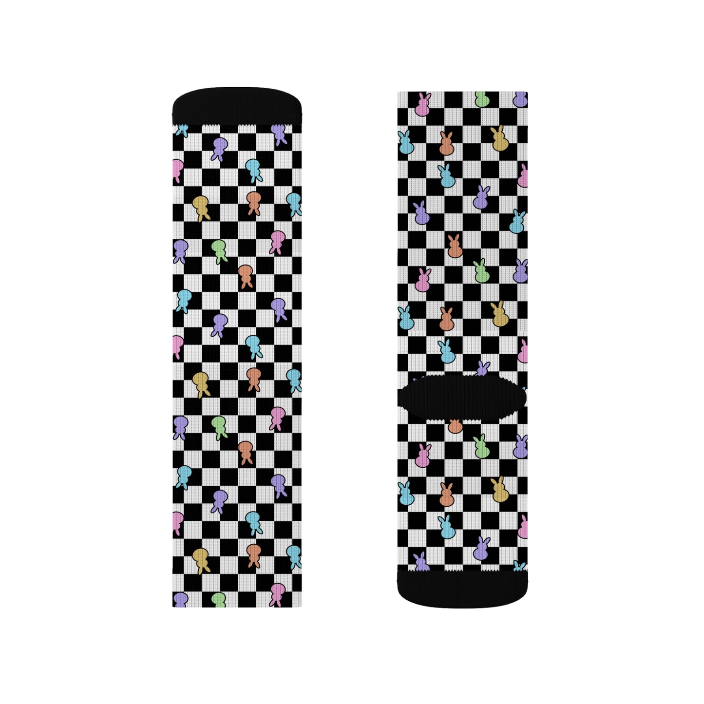 Colorful Checkerboard Bunny Socks