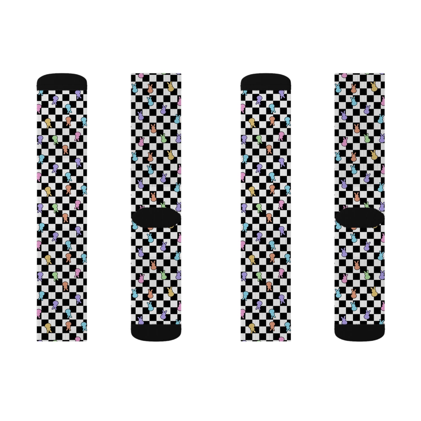 Colorful Checkerboard Bunny Socks