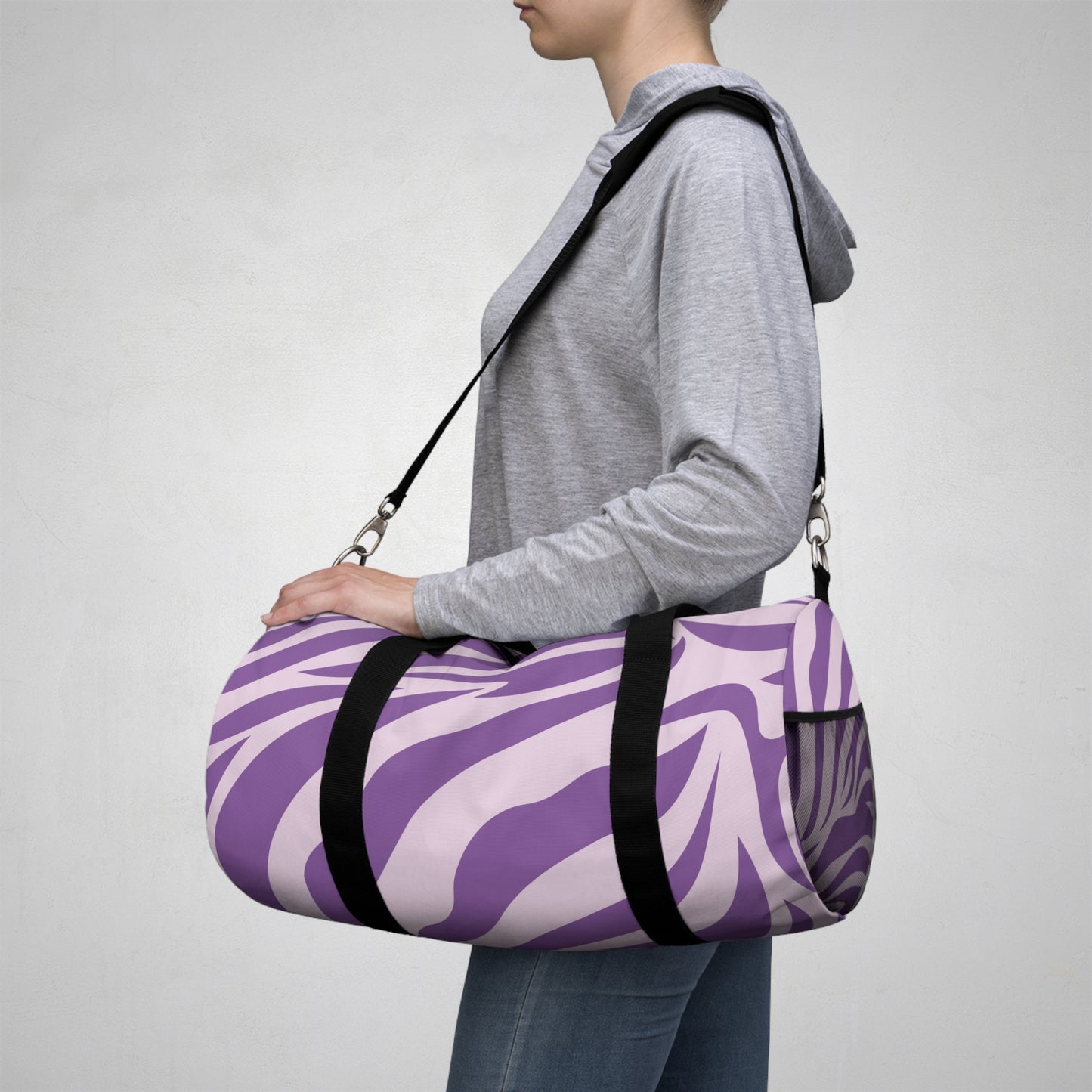 Stylish Purple Zebra Print Duffel Bag