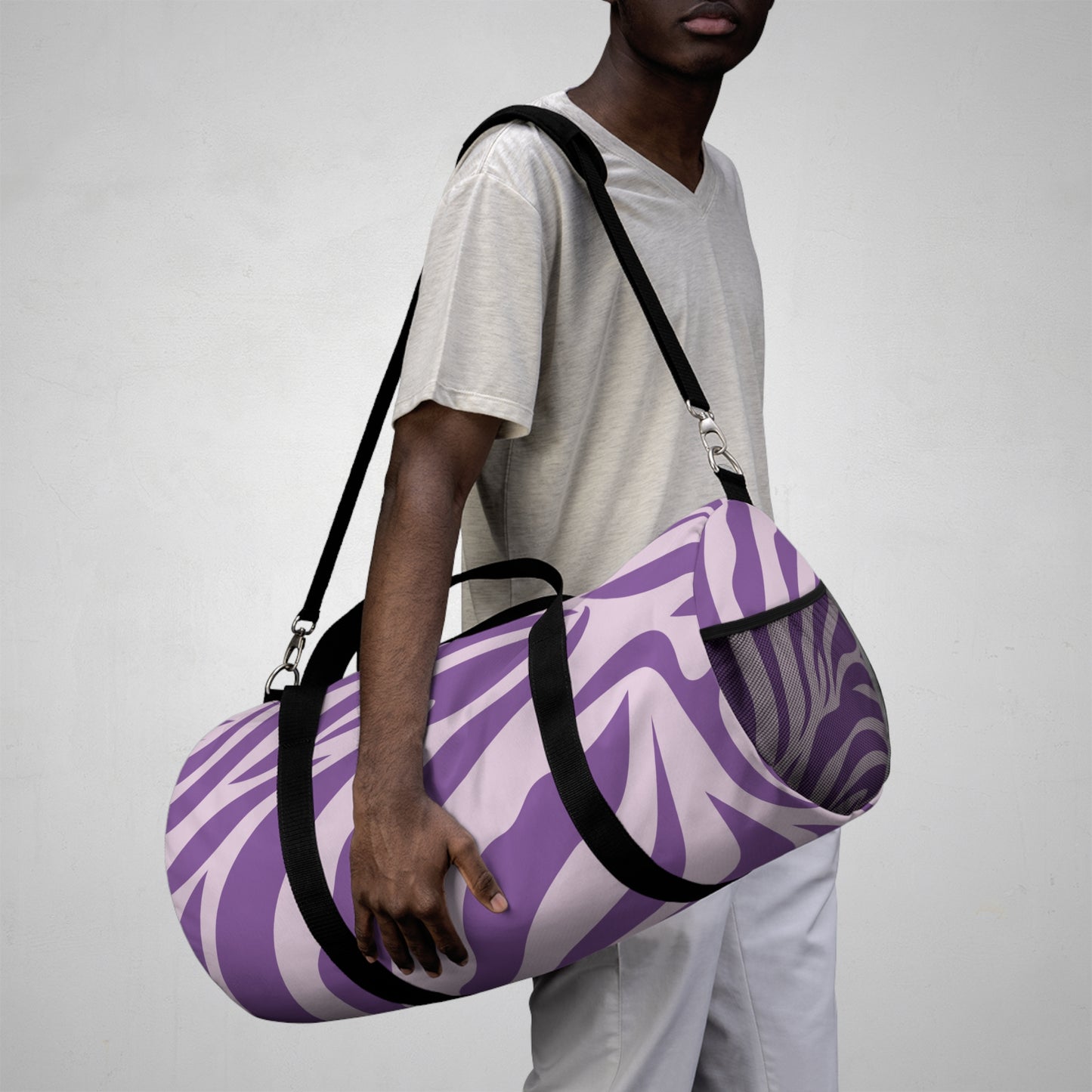 Stylish Purple Zebra Print Duffel Bag